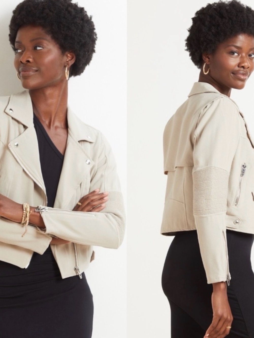 Blank NYC Songbird Crepe Moto Jacket from Evereve Light Sage M
